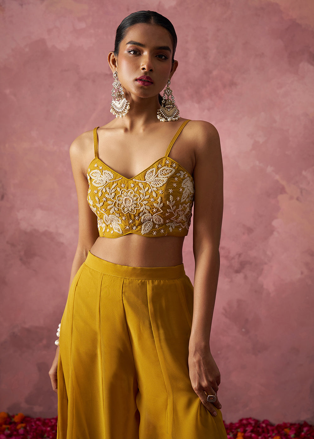 Yellow Indo Western Style Party Wear Sharara Suit