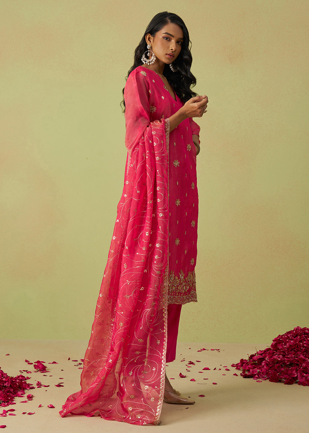 Festive Wear Pink Pure Shimmer Organza Salwar Suit