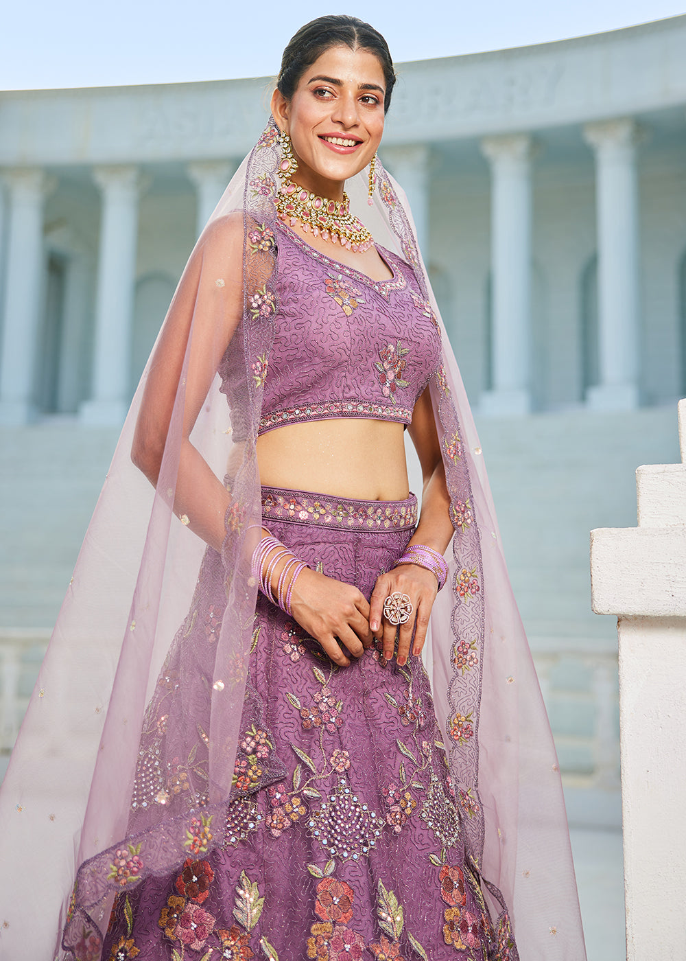 Purple Net Cording & Zarkan Festive Lehenga Choli