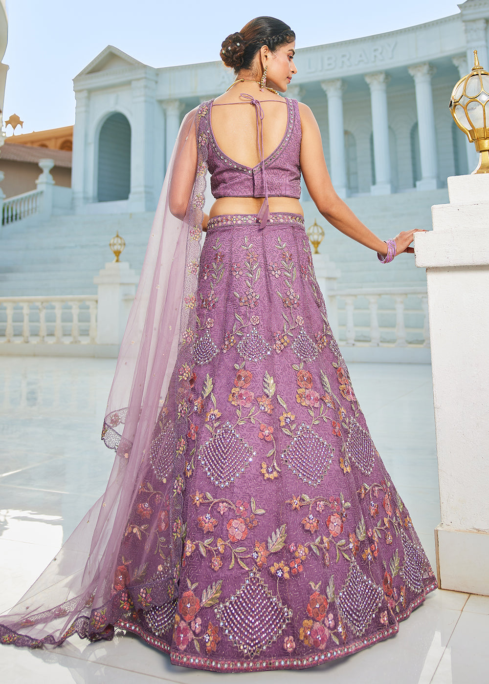 Purple Net Cording & Zarkan Festive Lehenga Choli