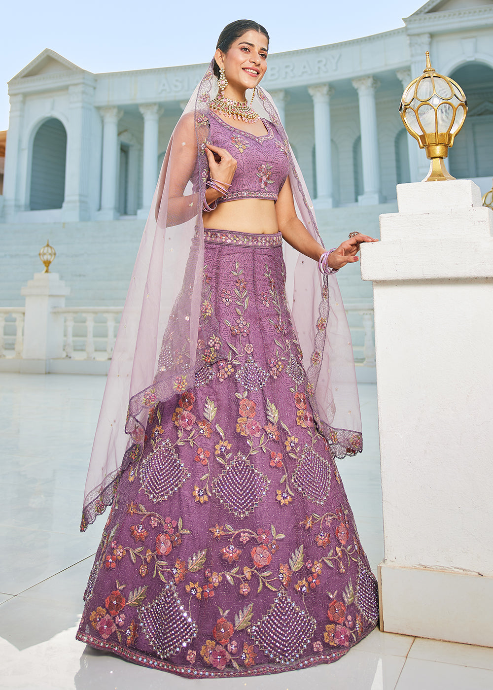 Purple Net Cording & Zarkan Festive Lehenga Choli