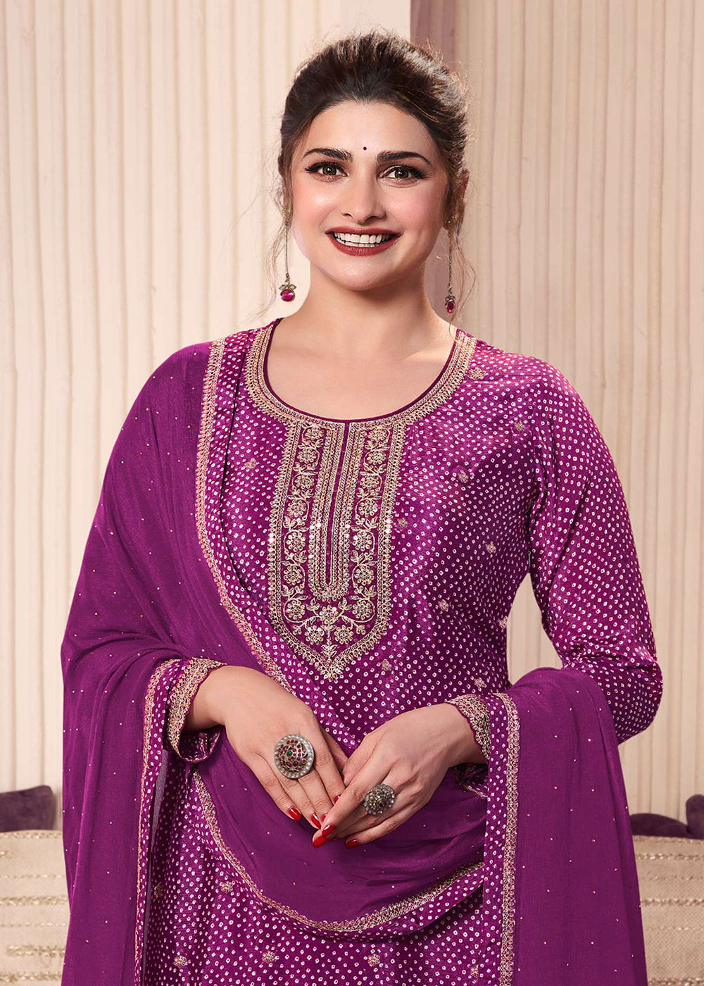 Purple Digital Printed & Embroidered Eid Wear Salwar Suit